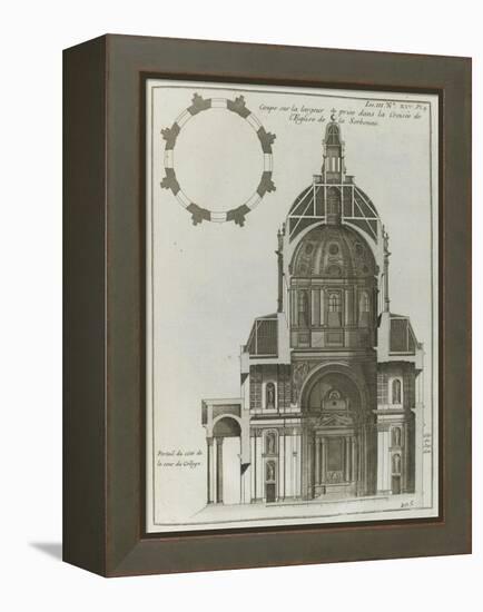 Planche 205 : Coupe sur  la largeur prise dans la croisée de l’église de la Sorbonne à Paris-Jacques-François Blondel-Framed Premier Image Canvas