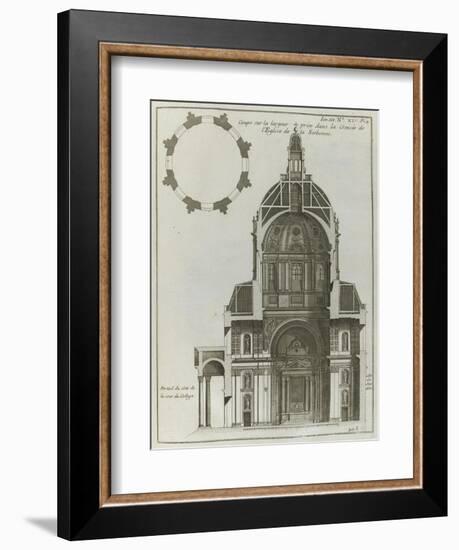 Planche 205 : Coupe sur  la largeur prise dans la croisée de l’église de la Sorbonne à Paris-Jacques-François Blondel-Framed Giclee Print