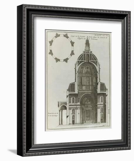 Planche 205 : Coupe sur  la largeur prise dans la croisée de l’église de la Sorbonne à Paris-Jacques-François Blondel-Framed Giclee Print