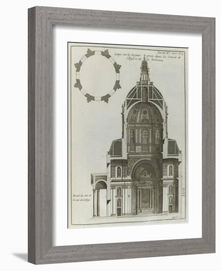 Planche 205 : Coupe sur  la largeur prise dans la croisée de l’église de la Sorbonne à Paris-Jacques-François Blondel-Framed Giclee Print