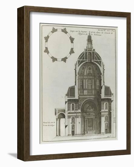 Planche 205 : Coupe sur  la largeur prise dans la croisée de l’église de la Sorbonne à Paris-Jacques-François Blondel-Framed Giclee Print