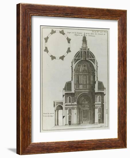 Planche 205 : Coupe sur  la largeur prise dans la croisée de l’église de la Sorbonne à Paris-Jacques-François Blondel-Framed Giclee Print