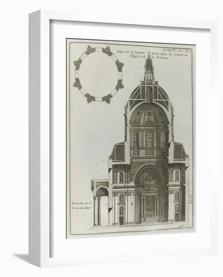 Planche 205 : Coupe sur  la largeur prise dans la croisée de l’église de la Sorbonne à Paris-Jacques-François Blondel-Framed Giclee Print