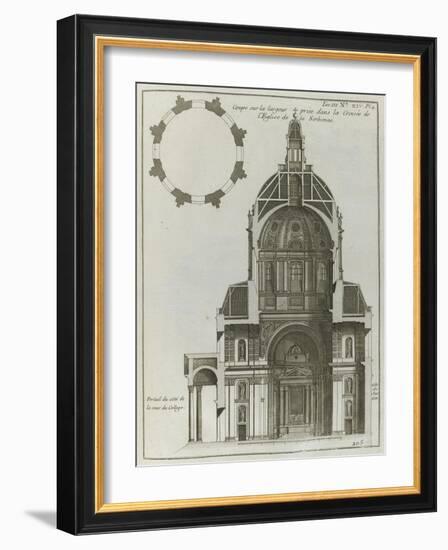Planche 205 : Coupe sur  la largeur prise dans la croisée de l’église de la Sorbonne à Paris-Jacques-François Blondel-Framed Giclee Print