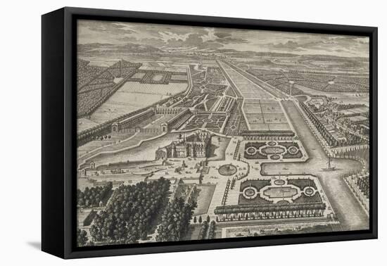 Planche 211: Vue générale à vol d'oiseau du château, des jardins, canaux et parc de Chantilly,-Adam Perelle-Framed Premier Image Canvas