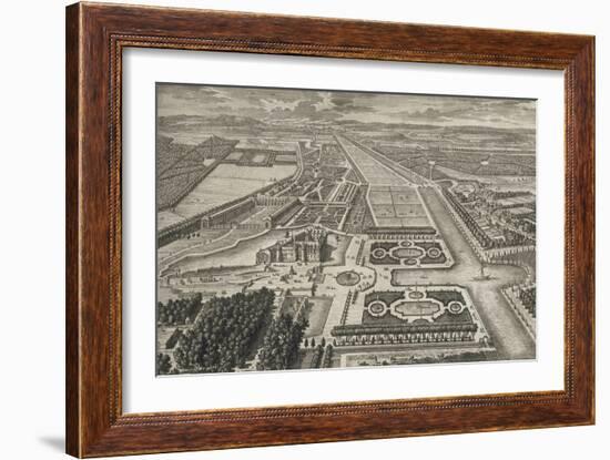 Planche 211: Vue générale à vol d'oiseau du château, des jardins, canaux et parc de Chantilly,-Adam Perelle-Framed Giclee Print