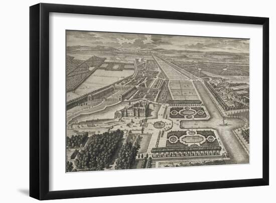Planche 211: Vue générale à vol d'oiseau du château, des jardins, canaux et parc de Chantilly,-Adam Perelle-Framed Giclee Print