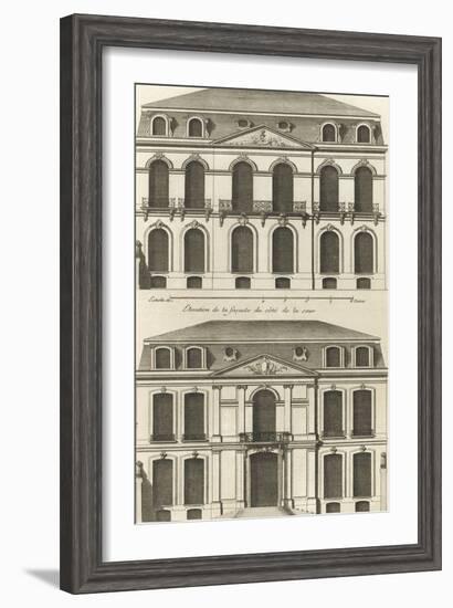 Planche 22 : Elévation de la façade de l’hôtel de Villeroy (ancien hôtel de Mlle Desmares)-Jacques-François Blondel-Framed Giclee Print