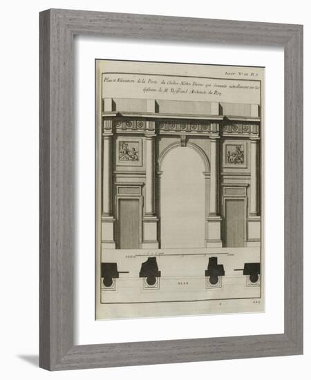Planche 229 : Elévation de la porte du cloître de Notre-Dame de Paris-Jacques-François Blondel-Framed Giclee Print
