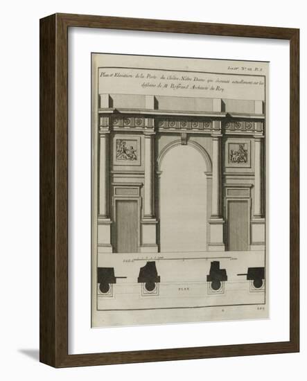 Planche 229 : Elévation de la porte du cloître de Notre-Dame de Paris-Jacques-François Blondel-Framed Giclee Print
