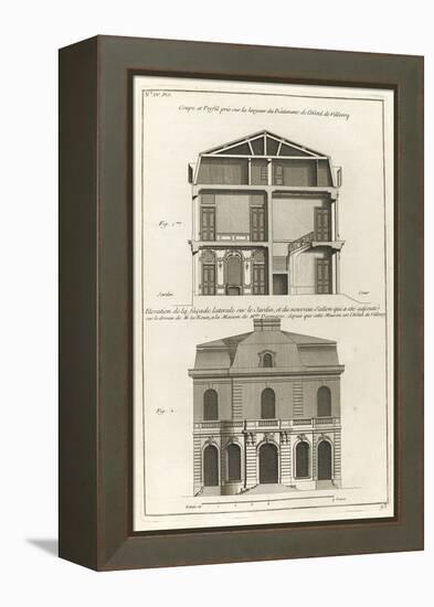 Planche 23: Coupe et profil pris sur large de l’hôtel de Villeroy (ancien hôtel de Mlmares)-Jacques-François Blondel-Framed Premier Image Canvas