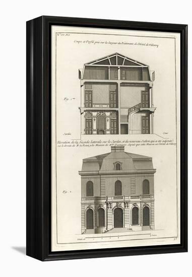 Planche 23: Coupe et profil pris sur large de l’hôtel de Villeroy (ancien hôtel de Mlmares)-Jacques-François Blondel-Framed Premier Image Canvas