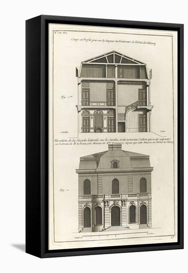 Planche 23: Coupe et profil pris sur large de l’hôtel de Villeroy (ancien hôtel de Mlmares)-Jacques-François Blondel-Framed Premier Image Canvas