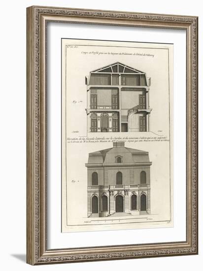 Planche 23: Coupe et profil pris sur large de l’hôtel de Villeroy (ancien hôtel de Mlmares)-Jacques-François Blondel-Framed Giclee Print