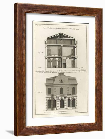 Planche 23: Coupe et profil pris sur large de l’hôtel de Villeroy (ancien hôtel de Mlmares)-Jacques-François Blondel-Framed Giclee Print