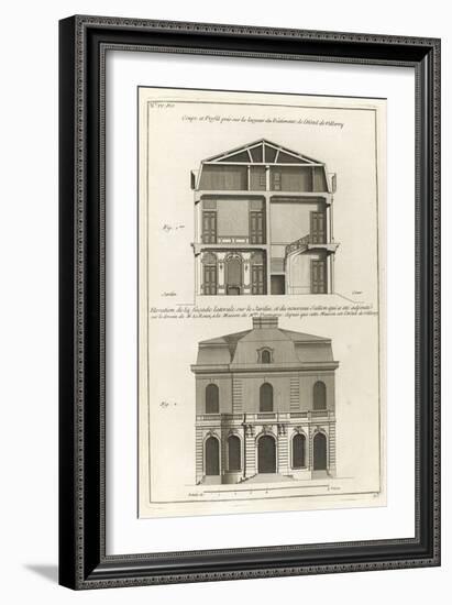 Planche 23: Coupe et profil pris sur large de l’hôtel de Villeroy (ancien hôtel de Mlmares)-Jacques-François Blondel-Framed Giclee Print