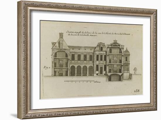 Planche 238 (2) : Elévation et profil du dedans de cour de l'hôtel d'Aumont , rue de Jouy à Paris-Jacques-François Blondel-Framed Giclee Print