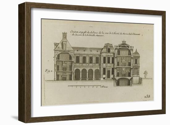 Planche 238 (2) : Elévation et profil du dedans de cour de l'hôtel d'Aumont , rue de Jouy à Paris-Jacques-François Blondel-Framed Giclee Print