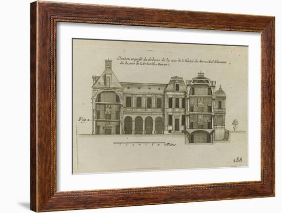 Planche 238 (2) : Elévation et profil du dedans de cour de l'hôtel d'Aumont , rue de Jouy à Paris-Jacques-François Blondel-Framed Giclee Print