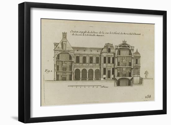 Planche 238 (2) : Elévation et profil du dedans de cour de l'hôtel d'Aumont , rue de Jouy à Paris-Jacques-François Blondel-Framed Giclee Print