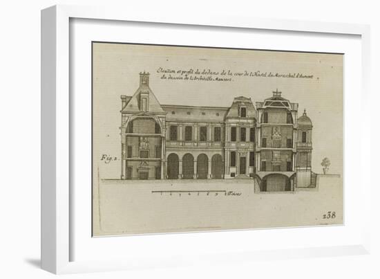 Planche 238 (2) : Elévation et profil du dedans de cour de l'hôtel d'Aumont , rue de Jouy à Paris-Jacques-François Blondel-Framed Giclee Print