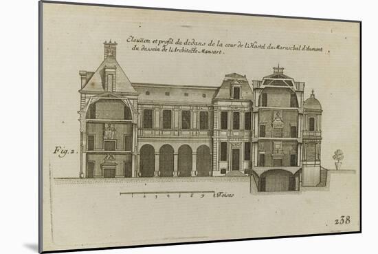 Planche 238 (2) : Elévation et profil du dedans de cour de l'hôtel d'Aumont , rue de Jouy à Paris-Jacques-François Blondel-Mounted Giclee Print