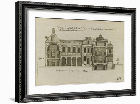 Planche 238 (2) : Elévation et profil du dedans de cour de l'hôtel d'Aumont , rue de Jouy à Paris-Jacques-François Blondel-Framed Giclee Print