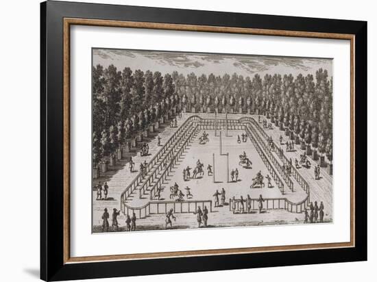 Planche 242: vue du manège dans le petit parc du château de Chantilly // vue de la fontaine de-Adam Perelle-Framed Giclee Print