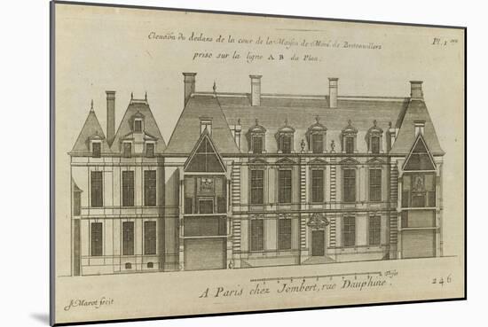 Planche 246 (2) : Elévation de la façade côté cour l'hôtel de Bretonvilliers , construit par-Jacques-François Blondel-Mounted Giclee Print