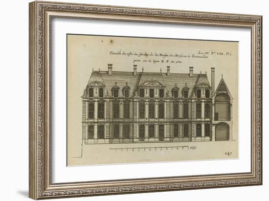 Planche 247 (1) : Elévation de la façade côté jardin l'hôtel de Bretonvilliers , construit par-Jacques-François Blondel-Framed Giclee Print