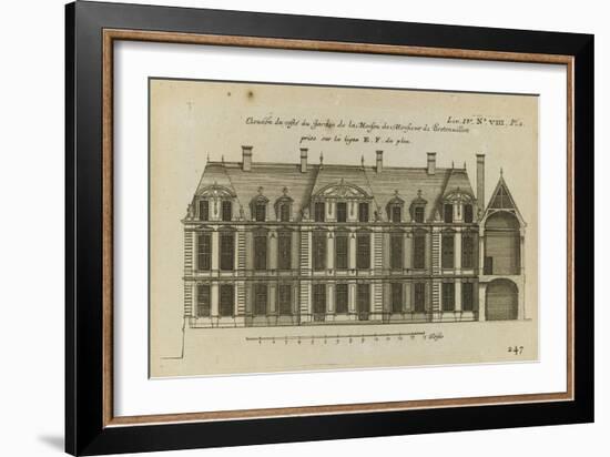 Planche 247 (1) : Elévation de la façade côté jardin l'hôtel de Bretonvilliers , construit par-Jacques-François Blondel-Framed Giclee Print