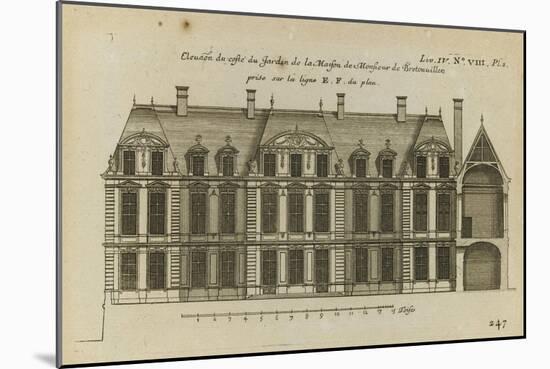 Planche 247 (1) : Elévation de la façade côté jardin l'hôtel de Bretonvilliers , construit par-Jacques-François Blondel-Mounted Giclee Print