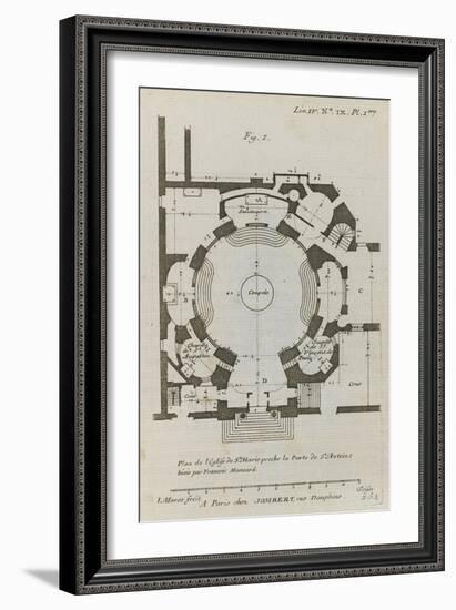 Planche 254 (1) :  Plan au sol de l'église de la Visitation Sainte-Marie bâtie par-Jacques-François Blondel-Framed Giclee Print