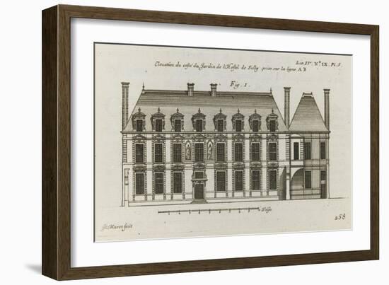 Planche 258 (1) :  élévation de la façade côté jardin de l'Hôtel de Sully construit par-Jacques-François Blondel-Framed Giclee Print