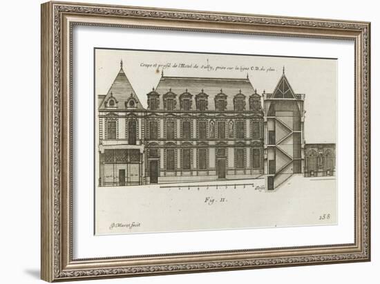 Planche 258 (2) :  coupe et élévation de la façade côté rue de l'Hôtel de Sully construit par-Jacques-François Blondel-Framed Giclee Print