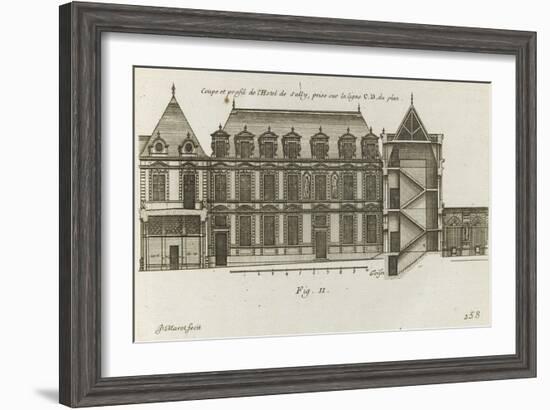 Planche 258 (2) :  coupe et élévation de la façade côté rue de l'Hôtel de Sully construit par-Jacques-François Blondel-Framed Giclee Print