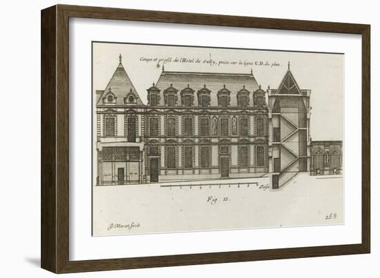 Planche 258 (2) :  coupe et élévation de la façade côté rue de l'Hôtel de Sully construit par-Jacques-François Blondel-Framed Giclee Print
