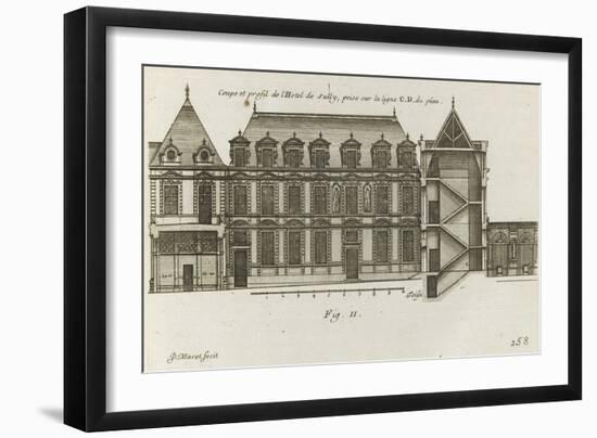 Planche 258 (2) :  coupe et élévation de la façade côté rue de l'Hôtel de Sully construit par-Jacques-François Blondel-Framed Giclee Print