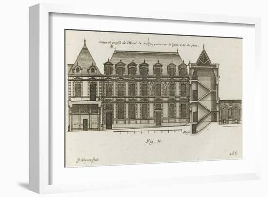 Planche 258 (2) :  coupe et élévation de la façade côté rue de l'Hôtel de Sully construit par-Jacques-François Blondel-Framed Giclee Print