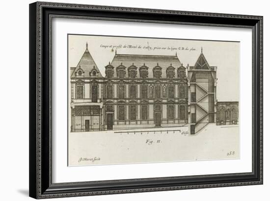 Planche 258 (2) :  coupe et élévation de la façade côté rue de l'Hôtel de Sully construit par-Jacques-François Blondel-Framed Giclee Print