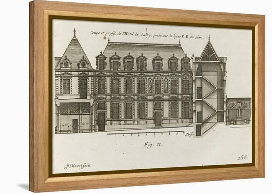 Planche 258 (2) :  coupe et élévation de la façade côté rue de l'Hôtel de Sully construit par-Jacques-François Blondel-Framed Premier Image Canvas