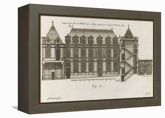 Planche 258 (2) :  coupe et élévation de la façade côté rue de l'Hôtel de Sully construit par-Jacques-François Blondel-Framed Premier Image Canvas