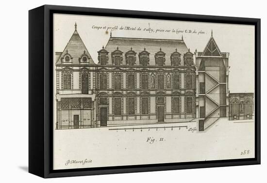 Planche 258 (2) :  coupe et élévation de la façade côté rue de l'Hôtel de Sully construit par-Jacques-François Blondel-Framed Premier Image Canvas