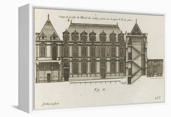 Planche 258 (2) :  coupe et élévation de la façade côté rue de l'Hôtel de Sully construit par-Jacques-François Blondel-Framed Premier Image Canvas