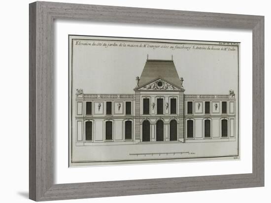 Planche 261 :  élévation de la façade côté jardin de l'Hôtel Dunoyer construit par-Jacques-François Blondel-Framed Giclee Print