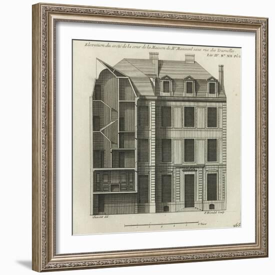 Planche 265 : coupe et élévation côté cour de la maison de Jules Hardouin-Mansart bâtie-Jacques-François Blondel-Framed Giclee Print