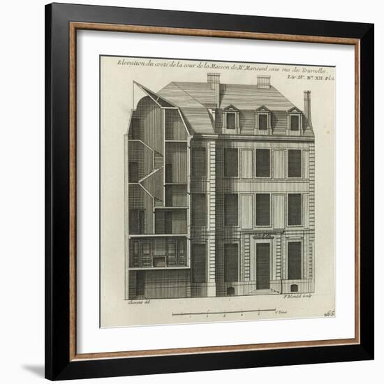 Planche 265 : coupe et élévation côté cour de la maison de Jules Hardouin-Mansart bâtie-Jacques-François Blondel-Framed Giclee Print