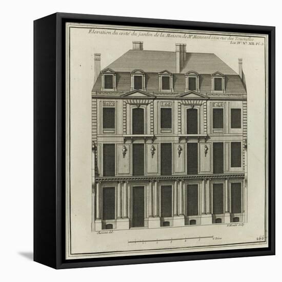 Planche 266 :  élévation côté cour de la maison de Jules Hardouin-Mansart bâtie-Jacques-François Blondel-Framed Premier Image Canvas