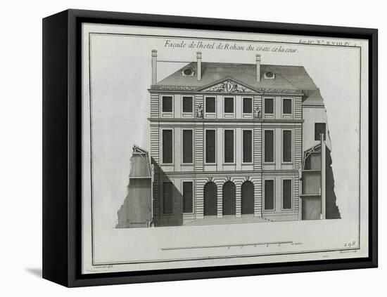 Planche 298 : élévation de façade sur cour de l'hôtel de Rohan , rue Vieildu Tempà Paris-Jacques-François Blondel-Framed Premier Image Canvas