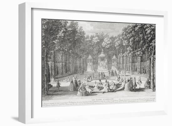 Planche 44: vue du bosquet des Bains d'Apollon dans les jardins de Versailles vers 1730 ("vue des-Jacques Rigaud-Framed Giclee Print